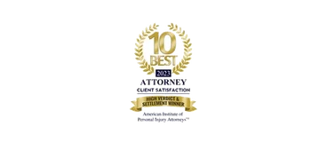 10 Best 2023 Attorney Client Satisfaction – High Verdict & Settlement Winner – American Institute of Personal Injury Attorneys badge