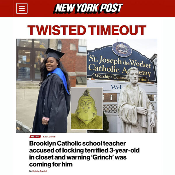 Link to NY Post article by reporter Deirdre Bardolf brooklyn-3-k-teacher-accused-of-locking-kid-in-closet-for-timeout